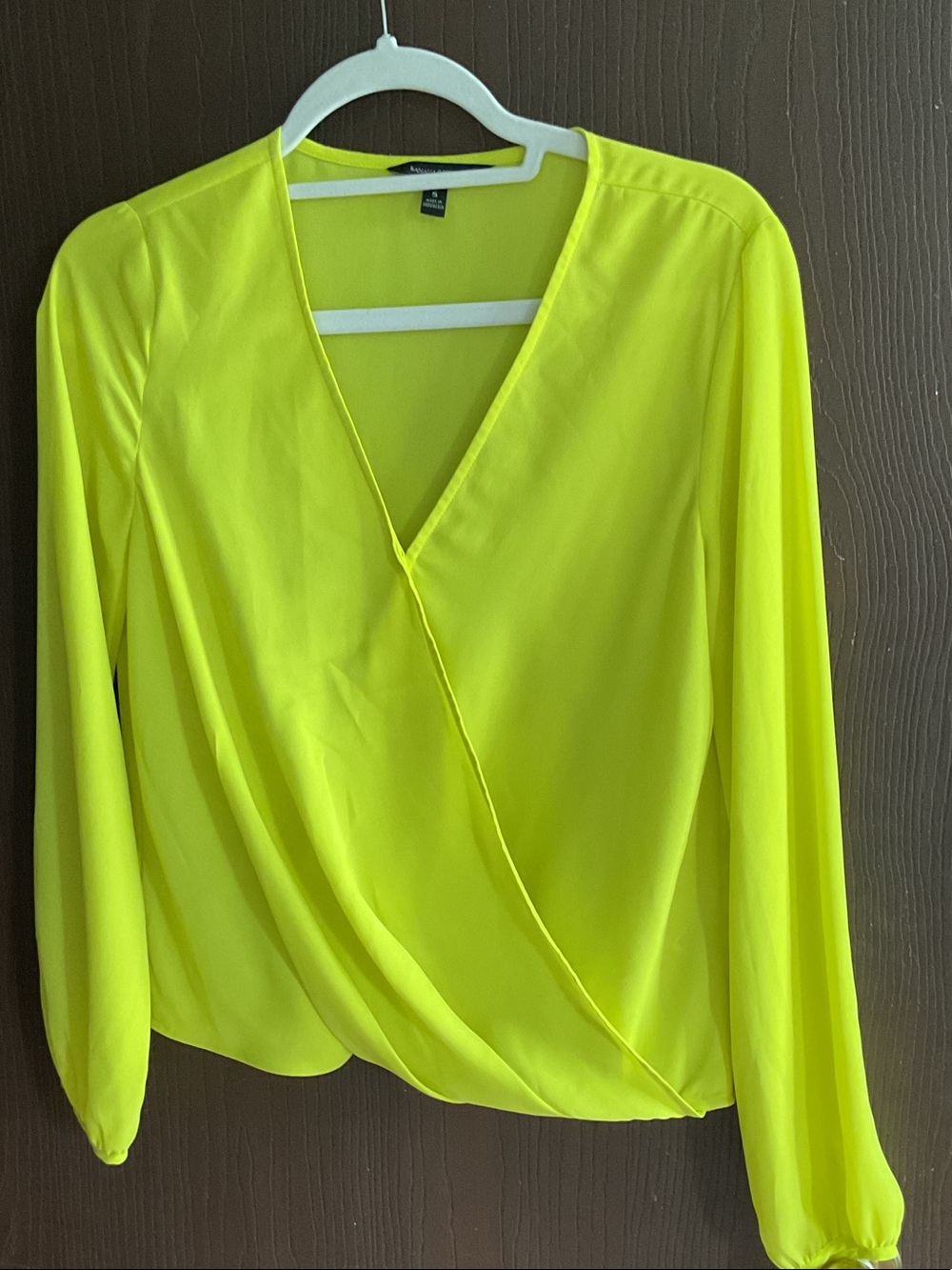 Banana Republic Neon Yellow Surplice Long Sleeve Blouse